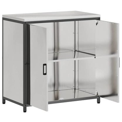 Kitchen Storage Cabinet with Shelf Silver Stainless steel