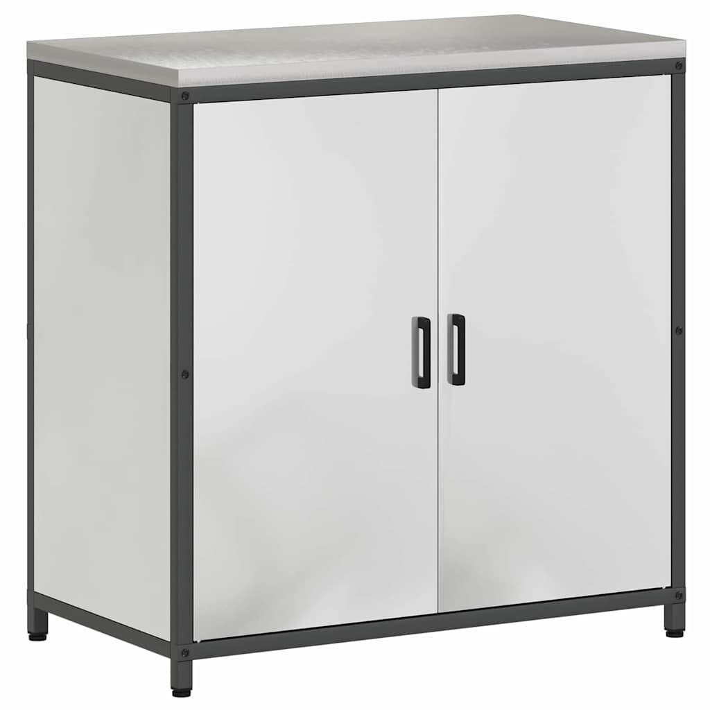 Kitchen Storage Cabinet with Shelf Silver Galvanised steel