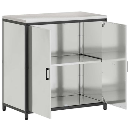 Kitchen Storage Cabinet with Shelf Silver Galvanised steel