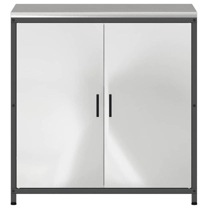 Kitchen Storage Cabinet with Shelf Silver Galvanised steel