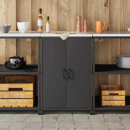 Kitchen Storage Cabinet with Shelf with Storage Black Steel