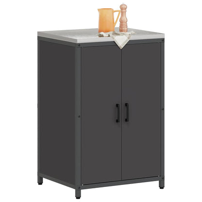 Kitchen Storage Cabinet with Shelf with Storage Black Steel