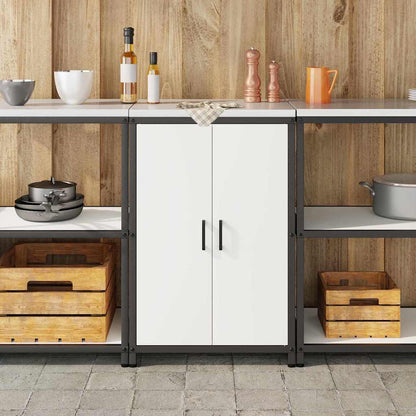 Kitchen Storage Cabinet with Shelf with Storage White Steel
