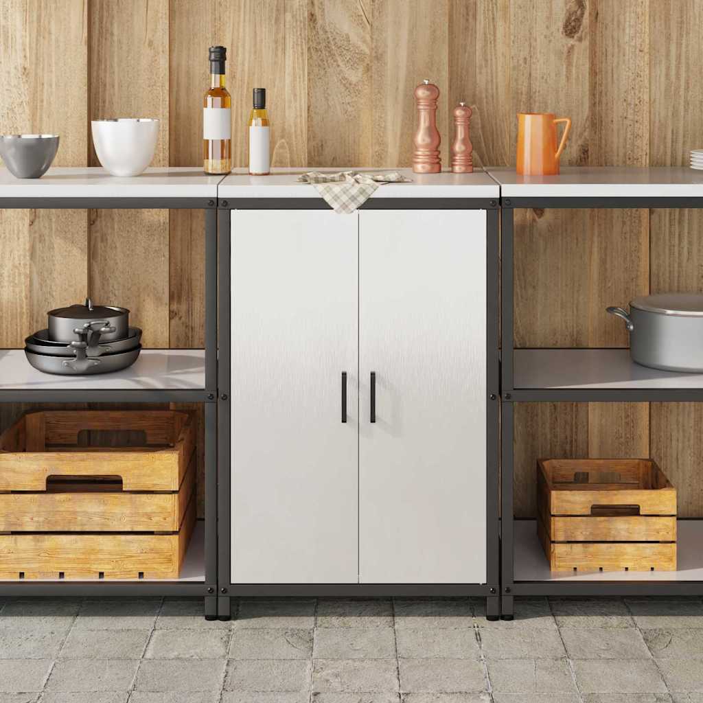 Kitchen Storage Cabinet with Shelf Silver Stainless steel