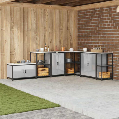 Kitchen Storage Cabinet with Shelf Silver Galvanised steel