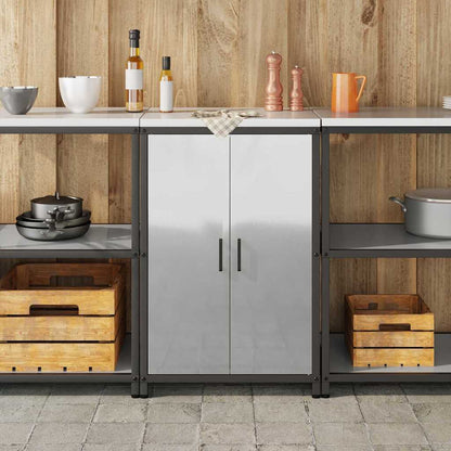 Kitchen Storage Cabinet with Shelf Silver Galvanised steel