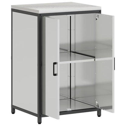 Kitchen Storage Cabinet with Shelf Silver Galvanised steel