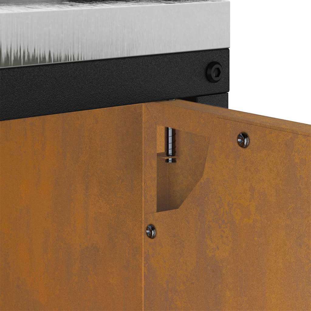 Kitchen Storage Cabinet with Drawer Rusty Weathering steel