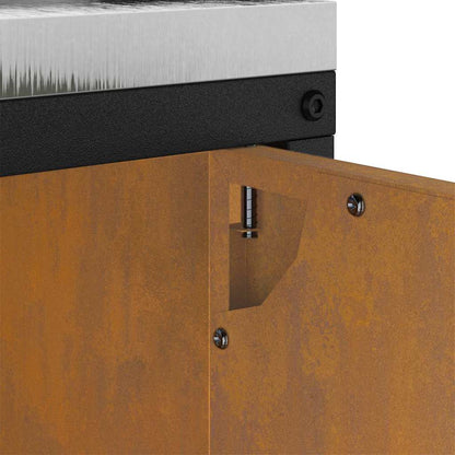 Kitchen Storage Cabinet with Drawer Rusty Weathering steel