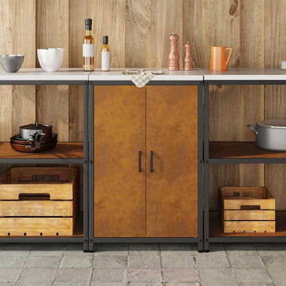 Kitchen Storage Cabinet with Drawer Rusty Weathering steel