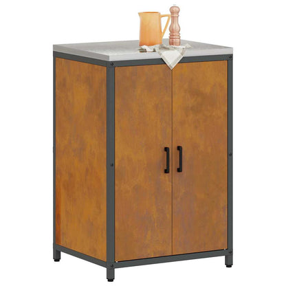 Kitchen Storage Cabinet with Drawer Rusty Weathering steel