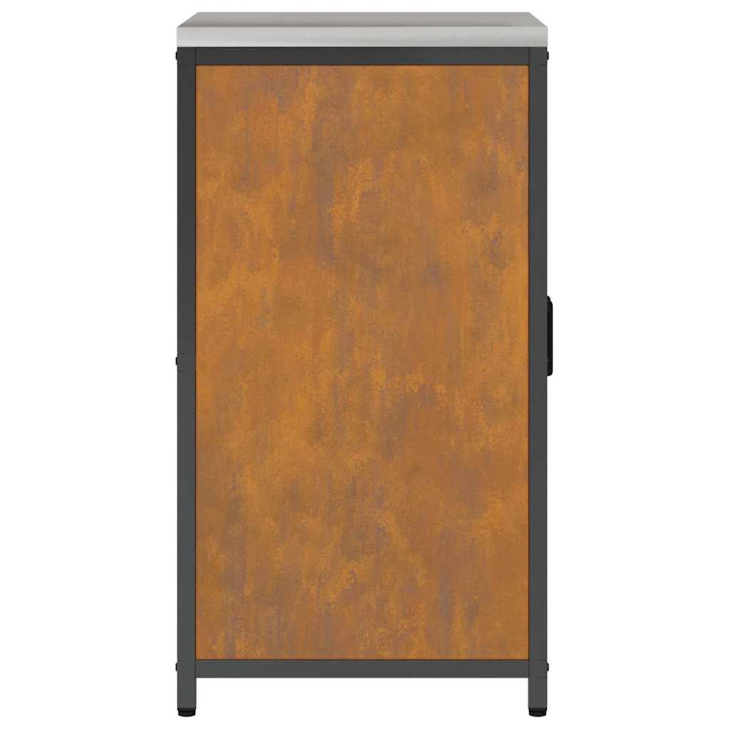 Kitchen Storage Cabinet with Drawer Rusty Weathering steel