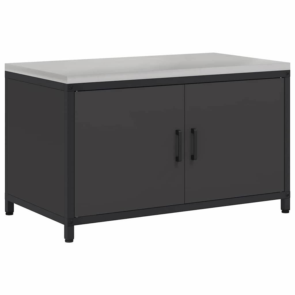 Kitchen Storage Cabinet with Shelf with Storage Black Steel