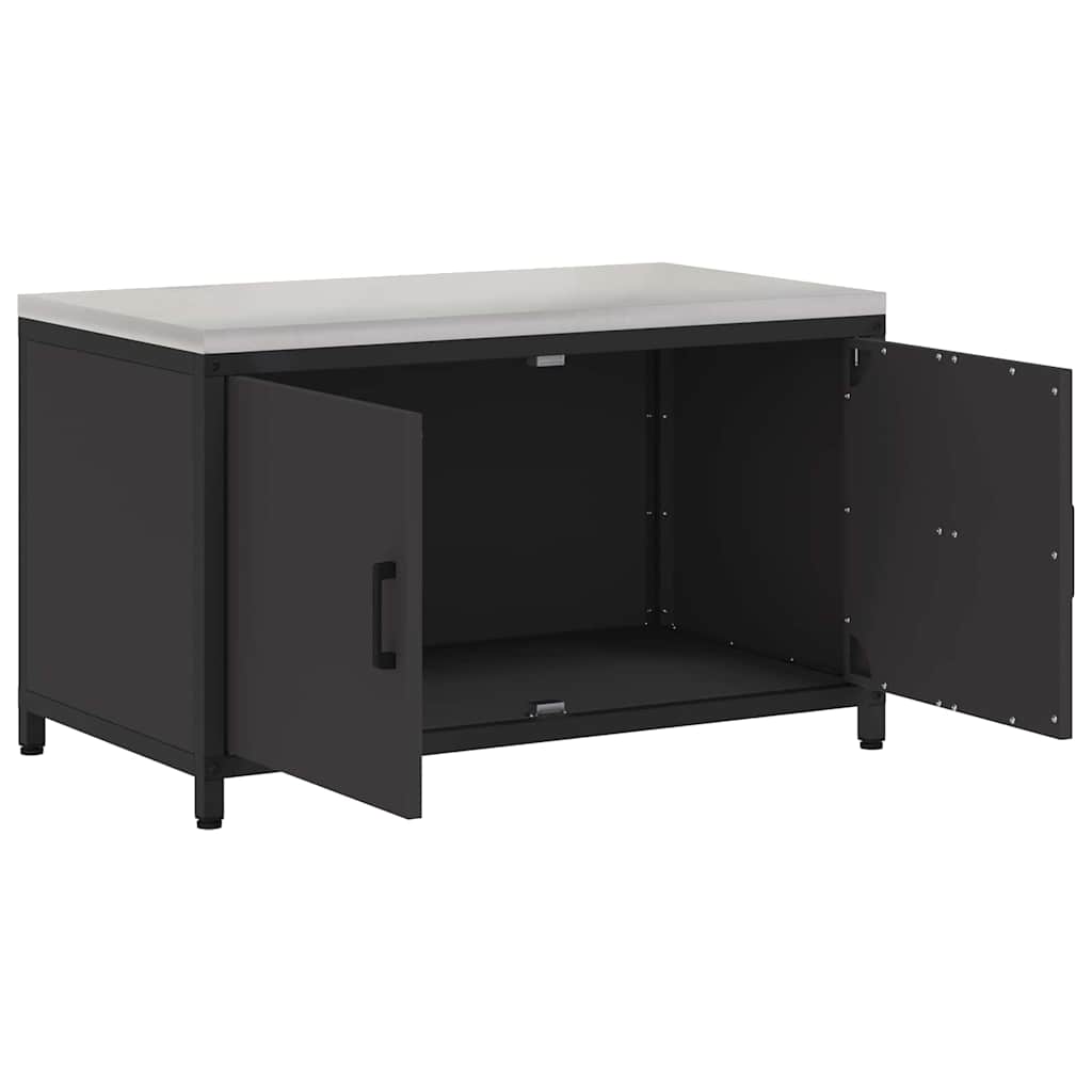 Kitchen Storage Cabinet with Shelf with Storage Black Steel