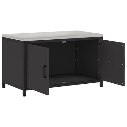 Kitchen Storage Cabinet with Shelf with Storage Black Steel