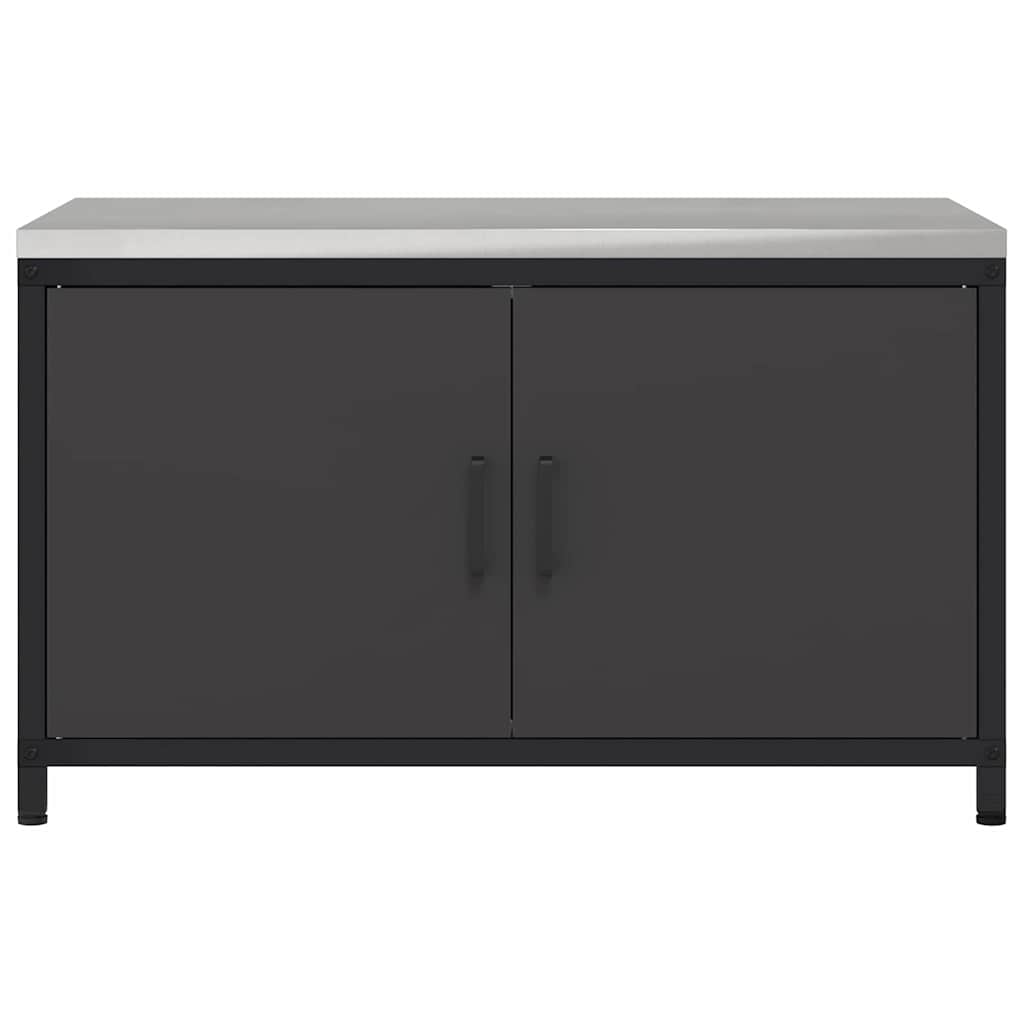 Kitchen Storage Cabinet with Shelf with Storage Black Steel