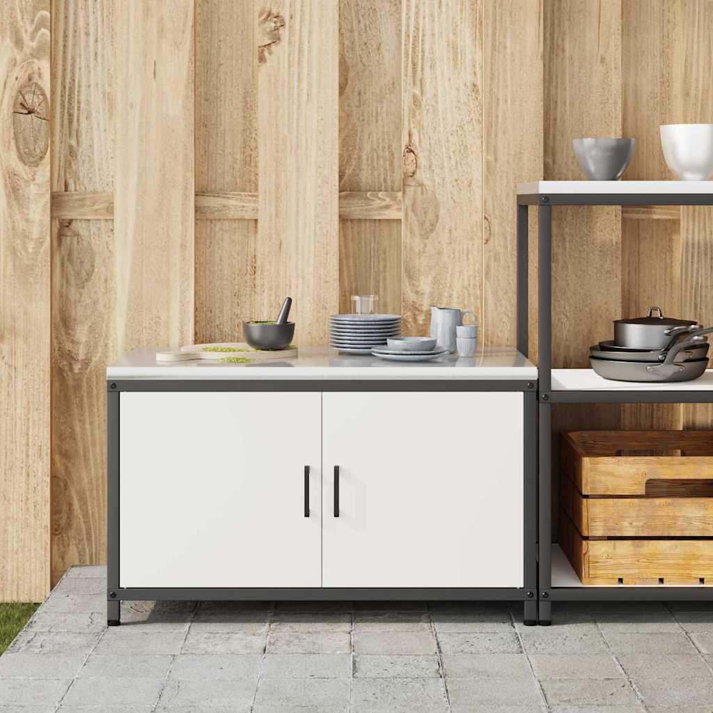 Kitchen Storage Cabinet with Drawer with Shelf White Steel