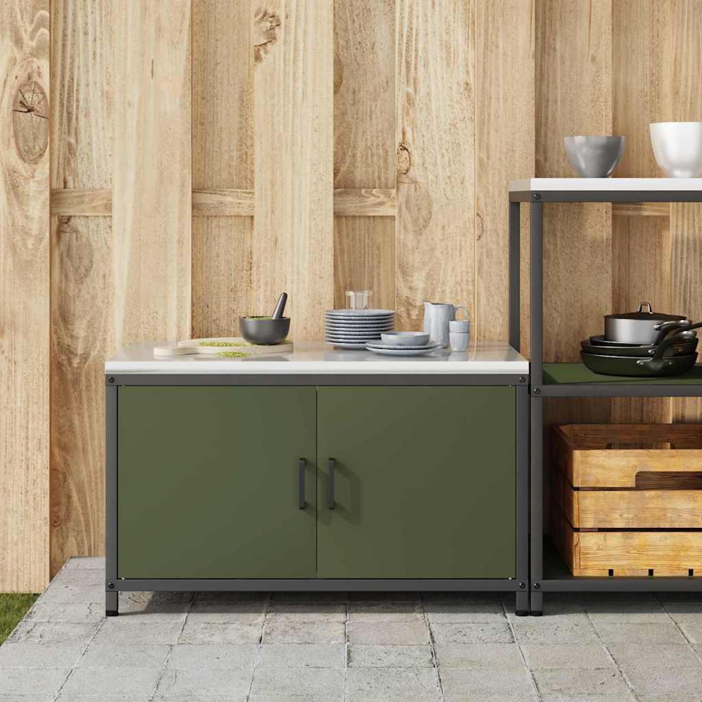 Kitchen Storage Cabinet with Shelf with Door Olive green Steel