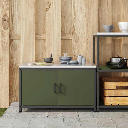 Kitchen Storage Cabinet with Shelf with Door Olive green Steel