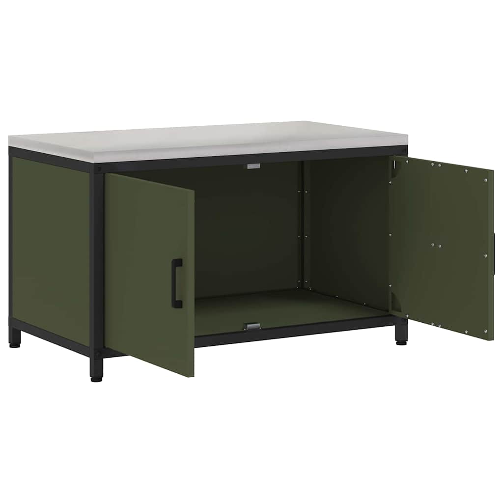 Kitchen Storage Cabinet with Shelf with Door Olive green Steel