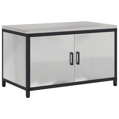 Kitchen Storage Cabinet with Shelf Silver Galvanised steel