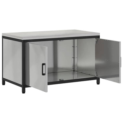 Kitchen Storage Cabinet with Shelf Silver Galvanised steel