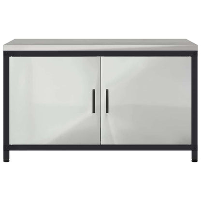 Kitchen Storage Cabinet with Shelf Silver Galvanised steel