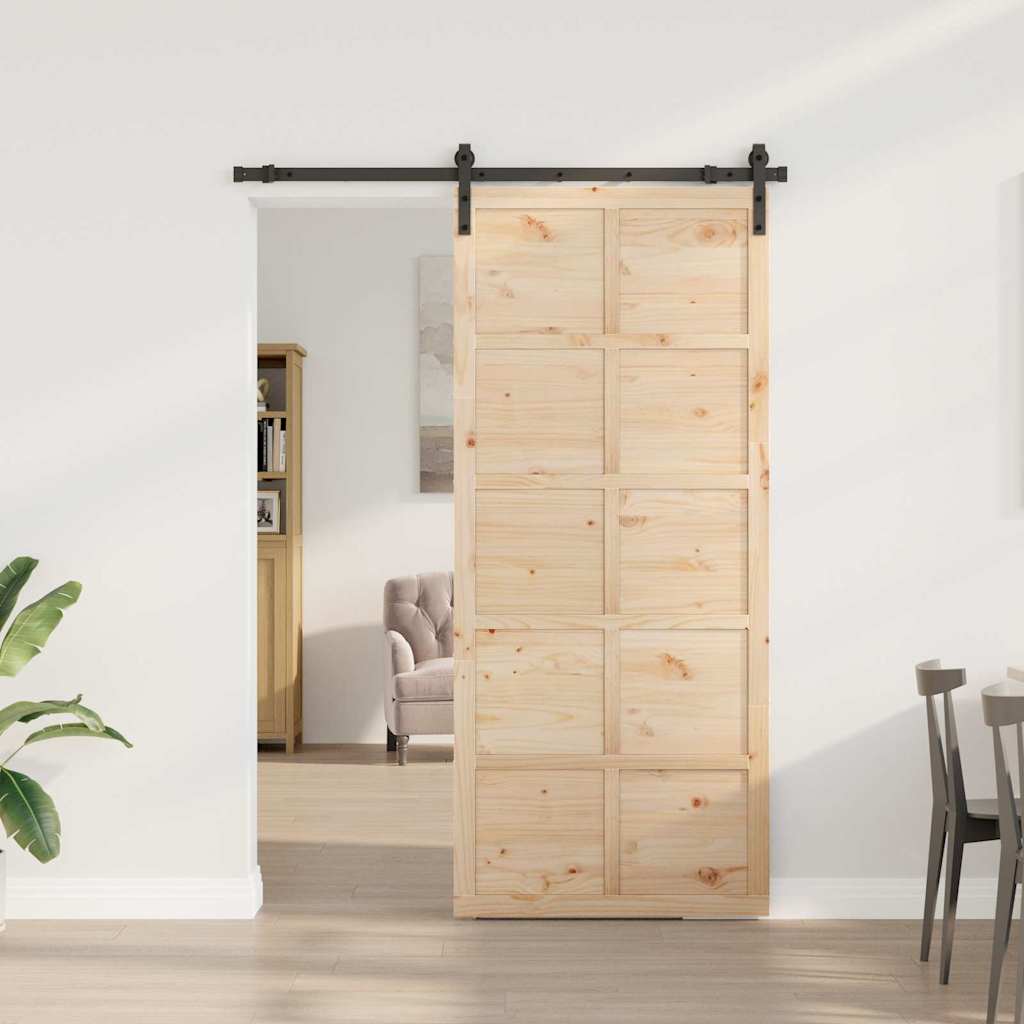 Sliding Door Brown 80 x 208 cm Solid pine wood