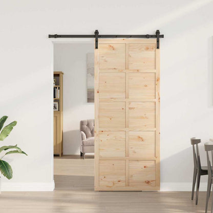 Sliding Door Brown 80 x 208 cm Solid pine wood