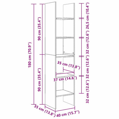 Book Cabinet Old wood 40 x 35 x 180 cm Engineered Wood