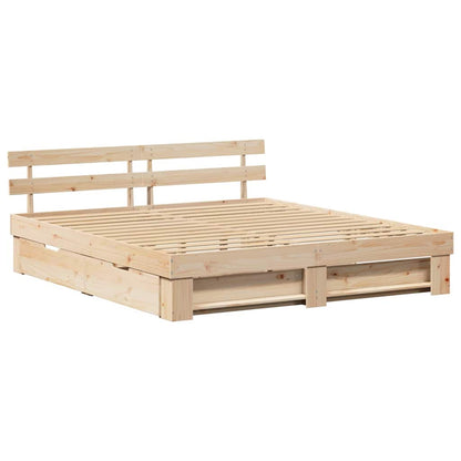 Bed Frame with Headboard Brown 200 x 200 cm Solid pine wood
