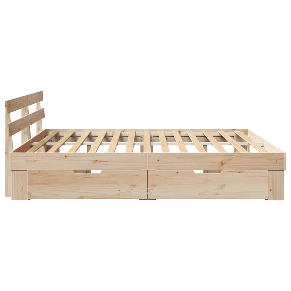 Bed Frame with Headboard Brown 200 x 200 cm Solid pine wood