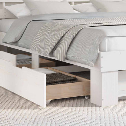 Bed Frame with Headboard White 200 x 200 cm Solid pine wood