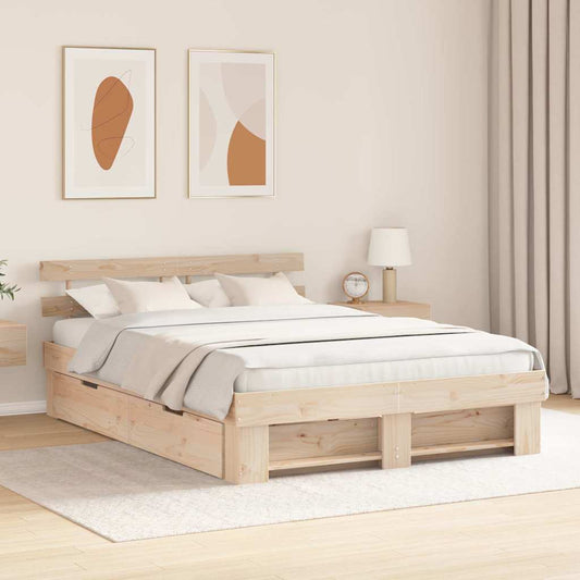 Bed Frame with Headboard Brown 160 x 200 cm Solid pine wood