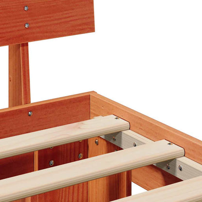 Bed Frame with Headboard Wax brown 150 x 200 cm Solid pine wood