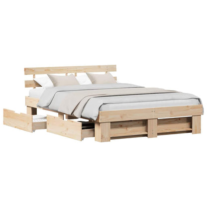 Bed Frame with Headboard Brown 140 x 200 cm Solid pine wood