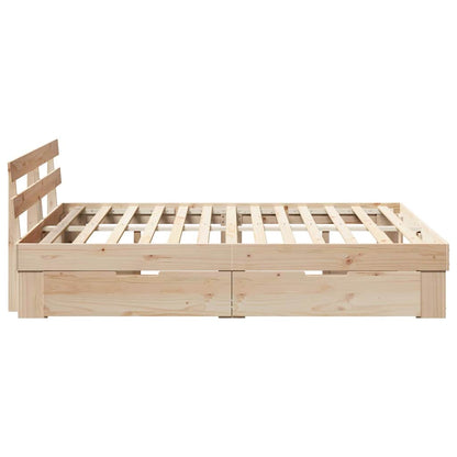 Bed Frame with Headboard Brown 140 x 200 cm Solid pine wood