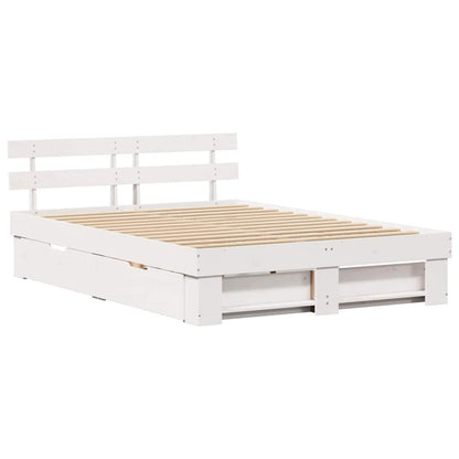 Bed Frame with Headboard White 140 x 200 cm Solid Pine Wood