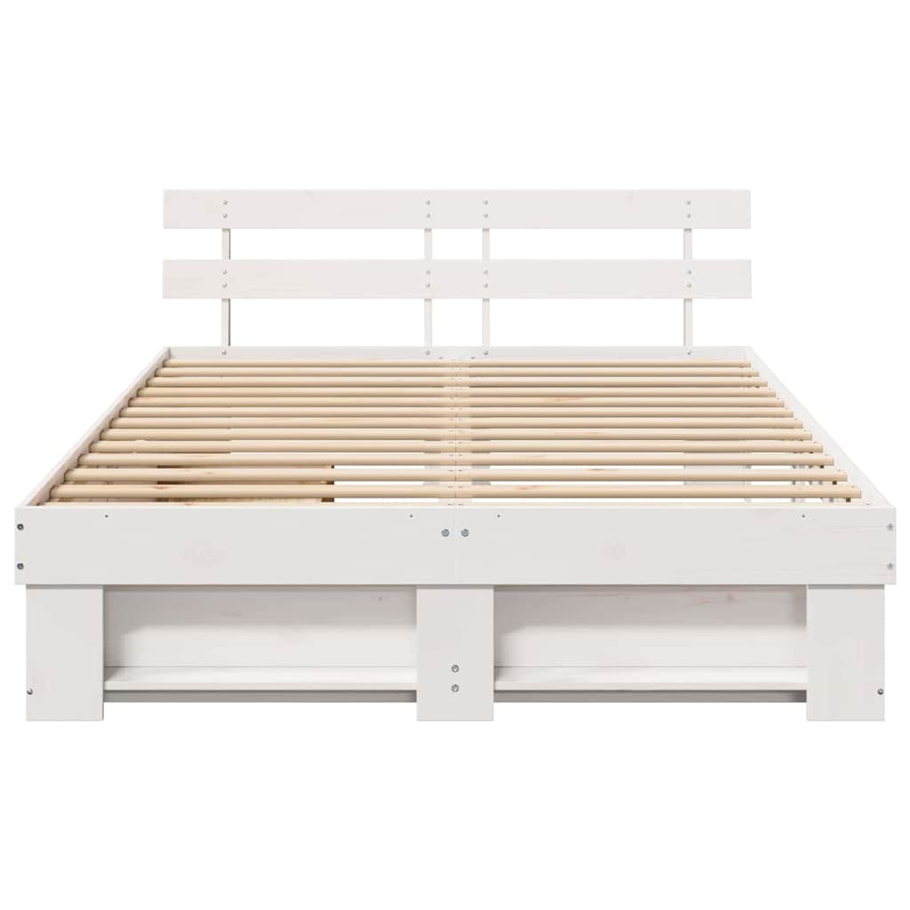 Bed Frame with Headboard White 140 x 200 cm Solid Pine Wood