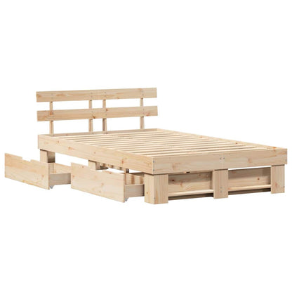 Bed Frame with Headboard Brown 120 x 200 cm Solid Pine Wood