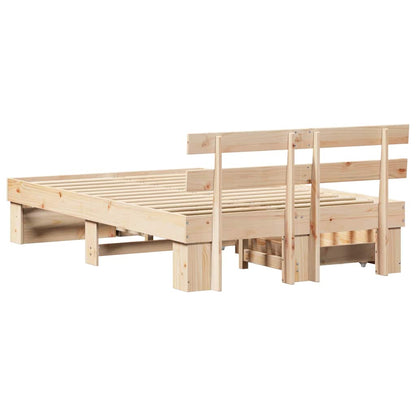 Bed Frame with Headboard Brown 120 x 200 cm Solid Pine Wood