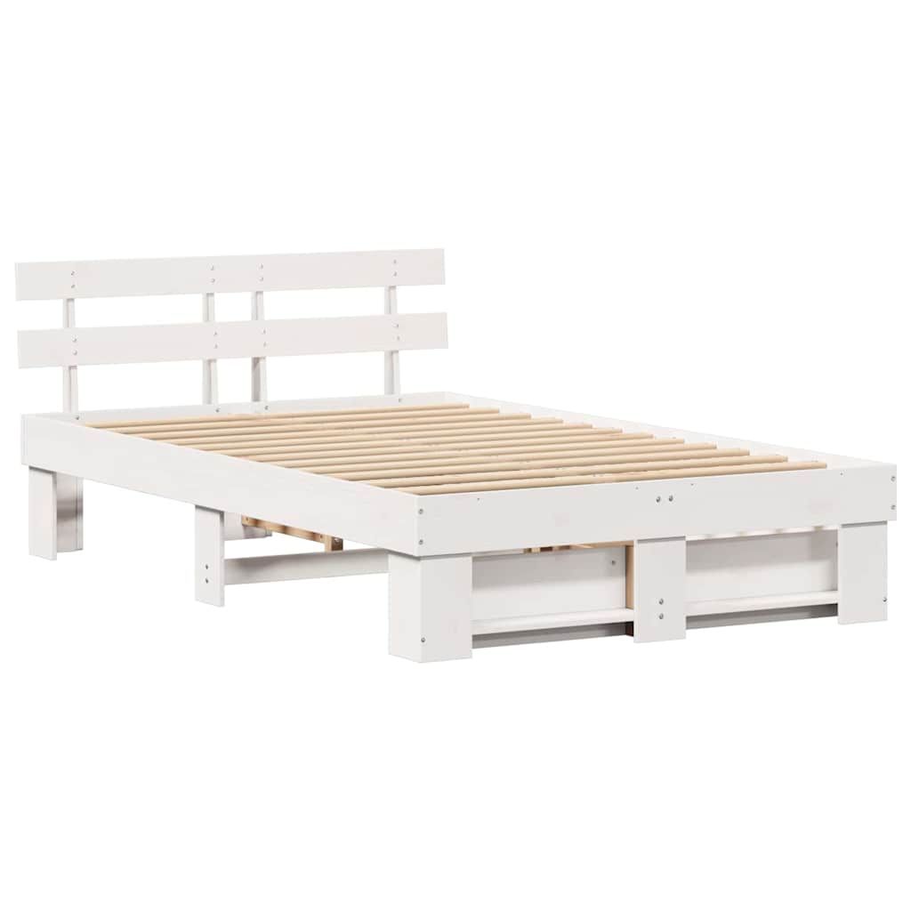 Bed Frame with Headboard White 120 x 200 cm Solid Pine Wood