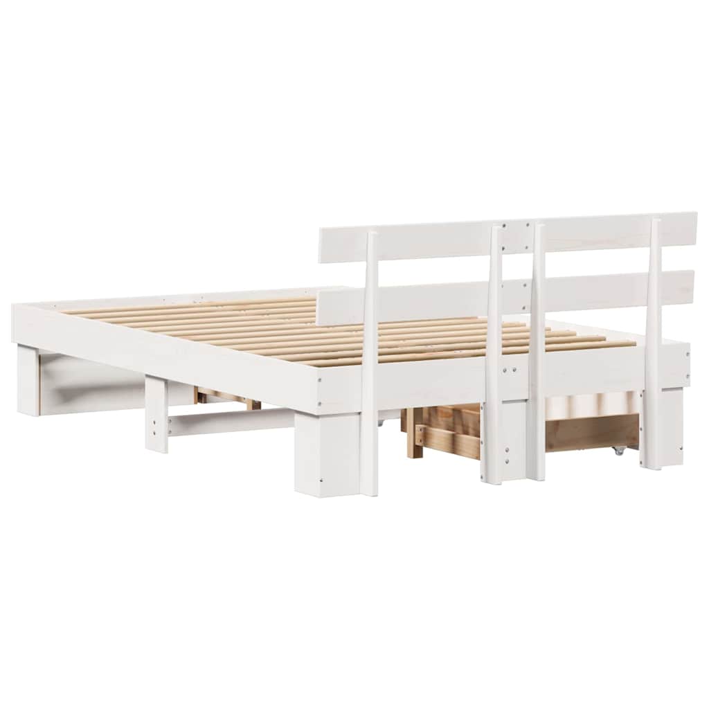 Bed Frame with Headboard White 120 x 200 cm Solid Pine Wood