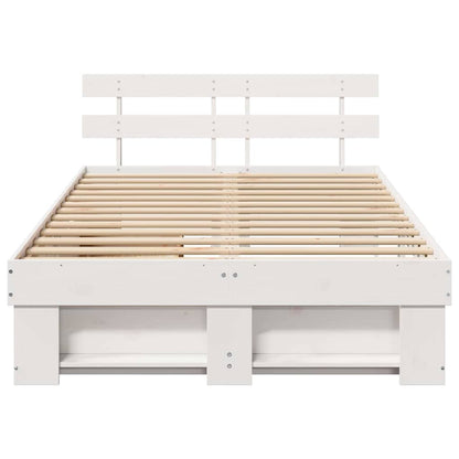 Bed Frame with Headboard White 120 x 200 cm Solid Pine Wood