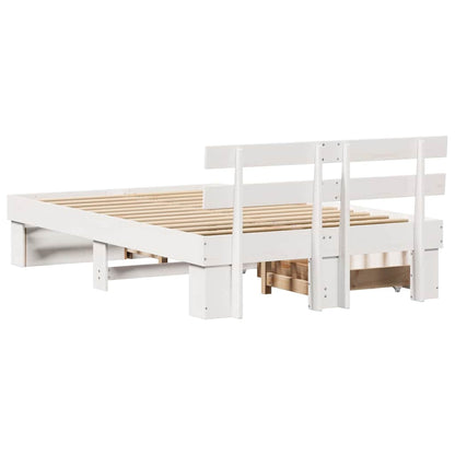 Bed Frame with Headboard White 140 x 190 cm Solid Pine Wood
