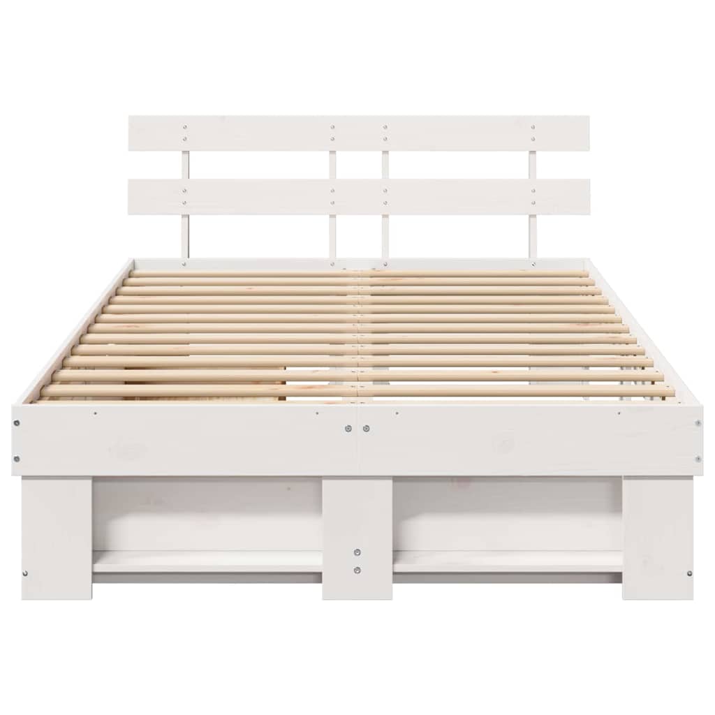 Bed Frame with Headboard White 140 x 190 cm Solid Pine Wood