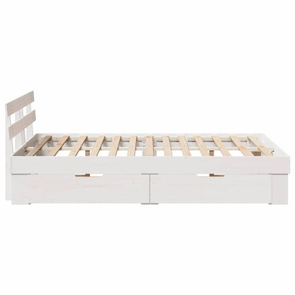 Bed Frame with Headboard White 140 x 190 cm Solid Pine Wood