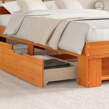 Bed Frame with Headboard Brown 140 x 190 cm Solid pine wood