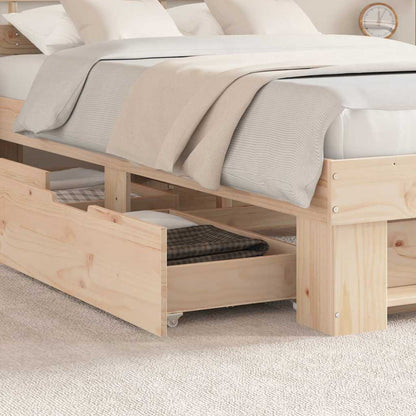 Bed Frame with Headboard Brown 120 x 190 cm Solid Pine Wood