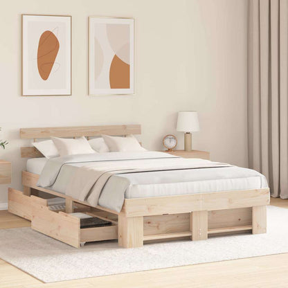 Bed Frame with Headboard Brown 120 x 190 cm Solid Pine Wood